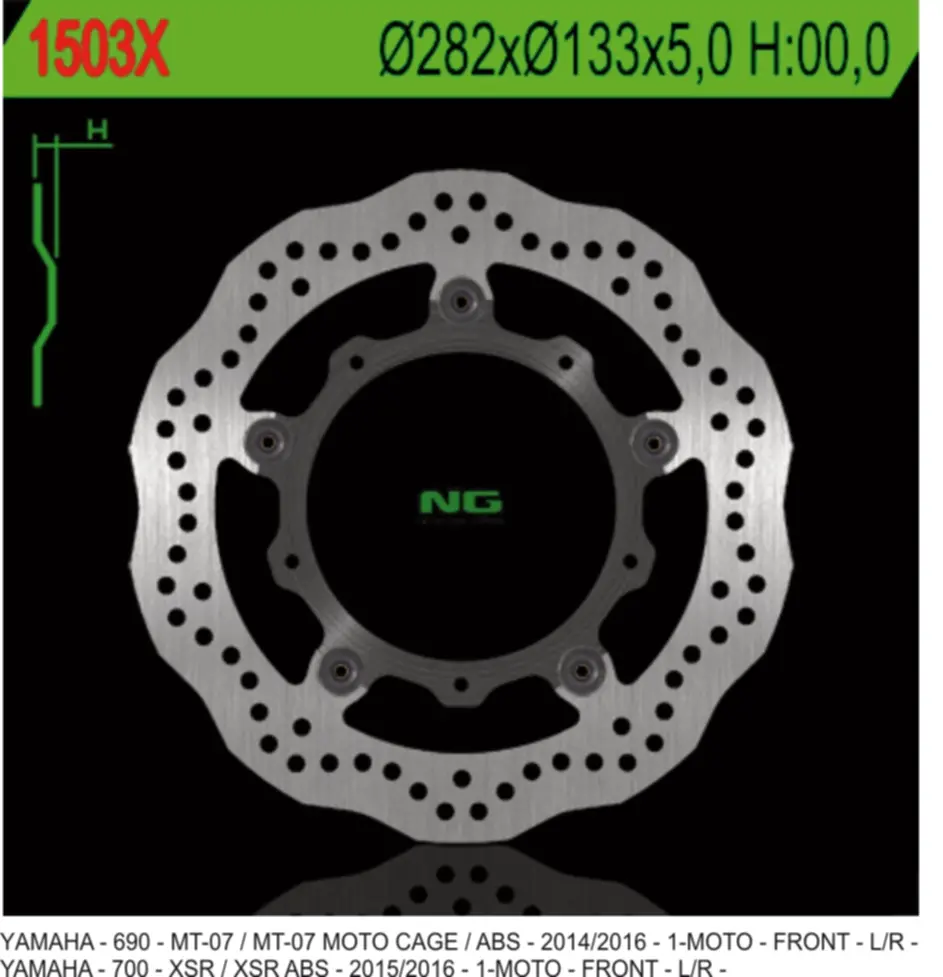 NG brzdový kotouč přední YAMAHA MT-07 / ABS 13-17, TRACER 700 16-17, XSR 700 / ABS 16-17 WAVE (282X133X5) (5X8,5mm) (NG brzdový kotouč přední YAMAHA)