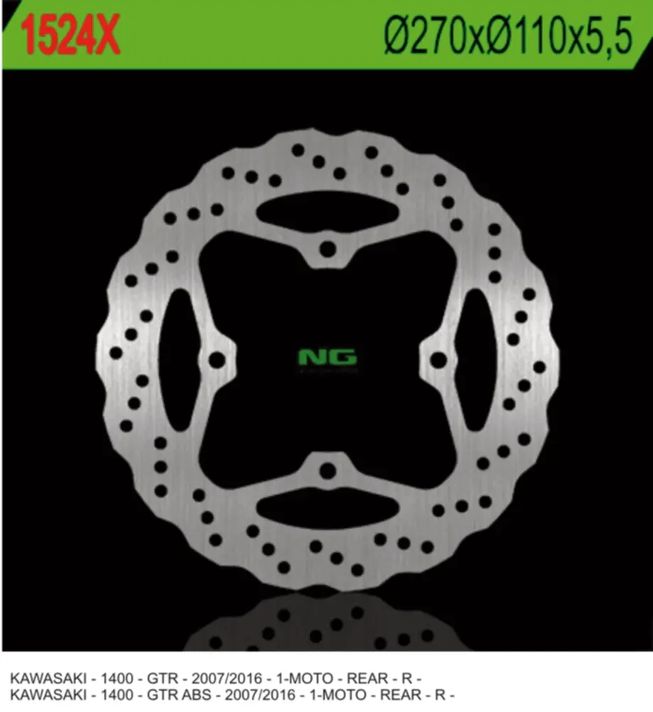 NG zadní brzdový kotouč KAWASAKI GTR 1400 07-18 (270X110X5,5mm) (4 otvory 10,5mm) WAVE (NG zadní brzdový kotouč KAWASAKI GTR 1400 07-18)