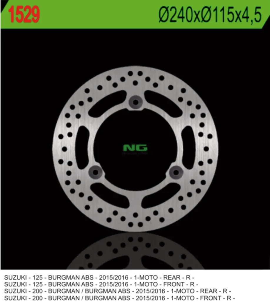 NG přední/zadní brzdový kotouč SUZUKI BURGMAN 125/200 15-16 (240X115X4,5) (3 otvory 10,5mm) (NG přední/zadní brzdový kotouč SUZUKI BURGMAN 125/200)