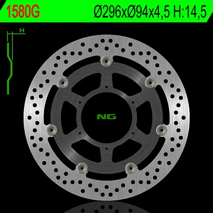 NG přední brzdový kotouč HONDA CB 600F/S HORNET ABS 07-13, CBR 600F ABS 11-13 (296X94X4,5) (6X6,5) (střed hliníkový) - nahrazuje NG1289 (NG přední)