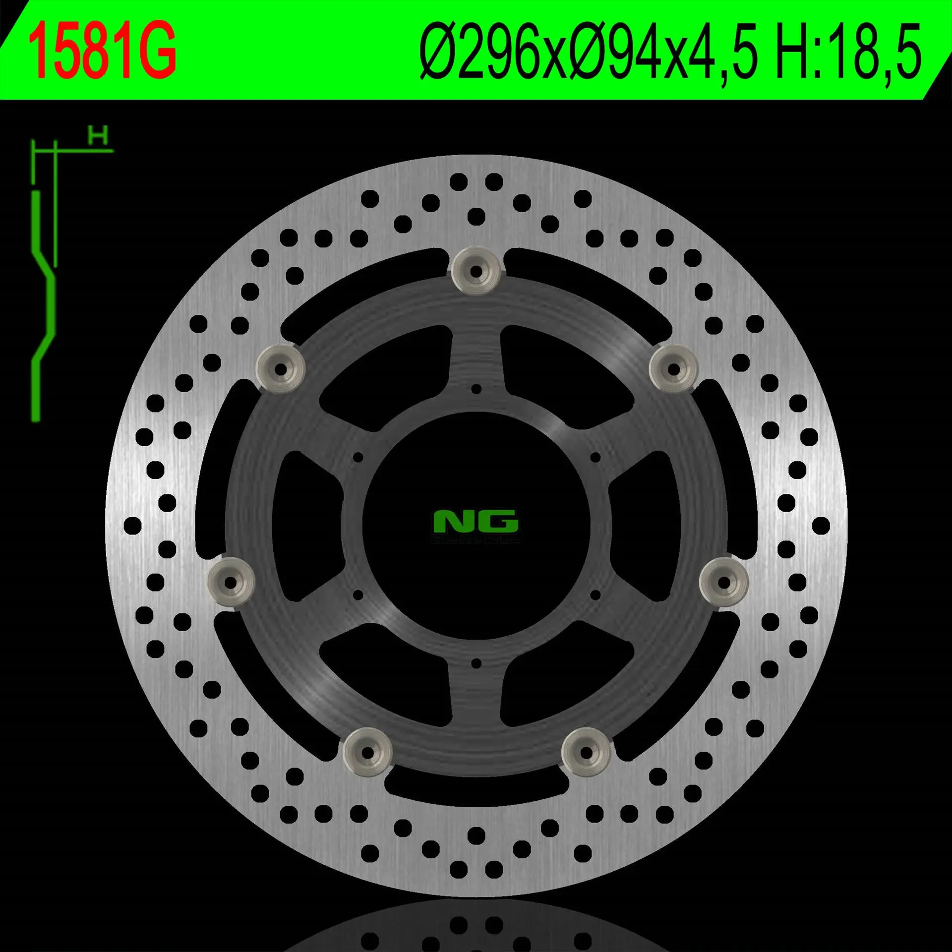 NG přední brzdový kotouč HONDA CBF 600 ABS 08-11, CBF 1000 ABS 06-16, CBR 250 ABS 11-16, CBR 300R ABS 14-20 (296X94X4,5) (prostředek hliníkový) -