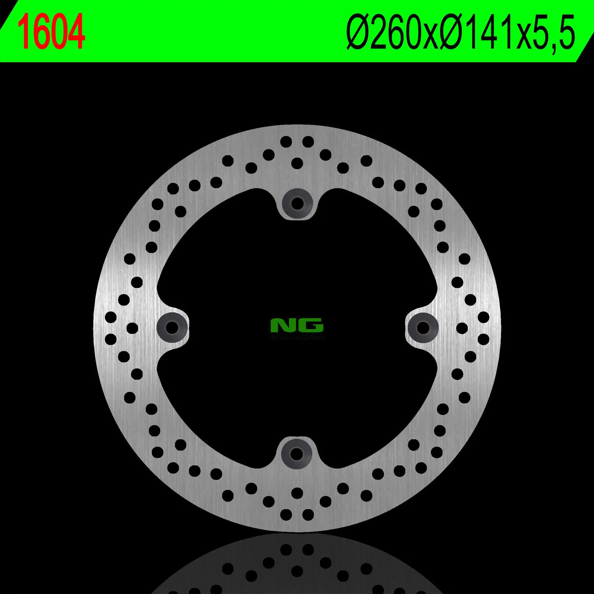 NG zadní brzdový kotouč SUZUKI DL 1000 V-STROM 02-21 (260X141X5,5mm) (4X10,5mm)- nahrazuje NG1604X (NG zadní brzdový kotouč SUZUKI DL 1000 V-STROM)