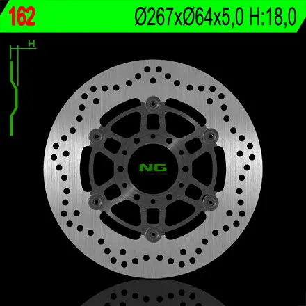 NG přední brzdový kotouč YAMAHA SR 250 CLASSIC 95-03, XV 250 VIRAGO 91-94 (plovoucí) (267X64X5) (6X8,5mm) (NG přední brzdový kotouč YAMAHA SR 250)