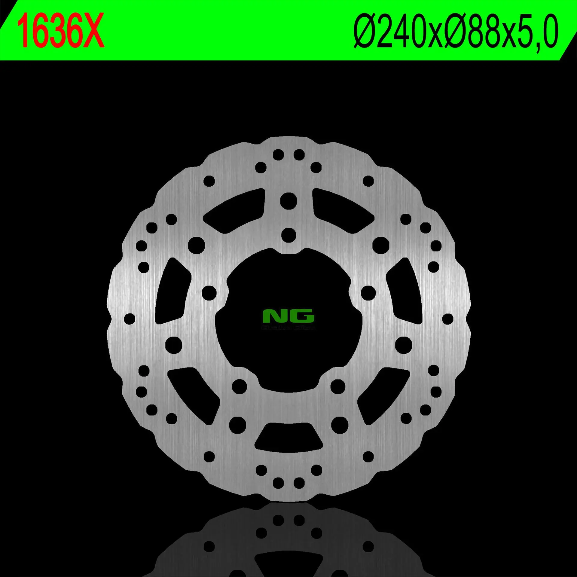 NG zadní brzdový kotouč KYMCO SUPER DINK/DOWNTOWN 125/300/350 KAWASAKI URBAN 125/300 17-18 (240X88X5,0mm) (5X10,5mm) WAVE (NG zadní brzdový kotouč)