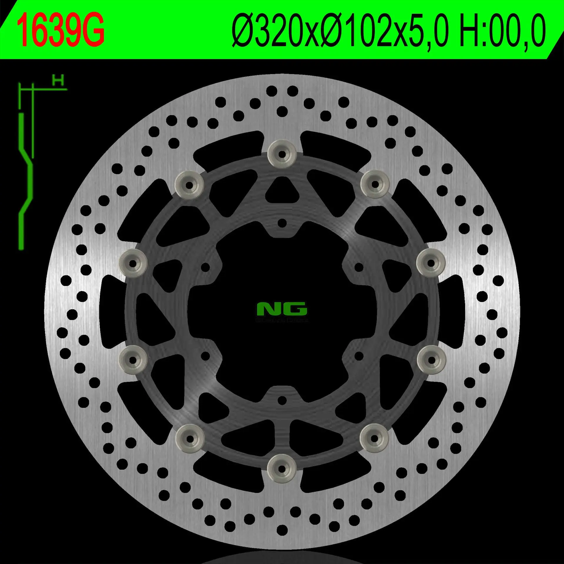 NG přední brzdový kotouč SUZUKI GSXR ABS 1000 17-19 (320X102X5,0mm) (6X8,5mm) plovoucí (prostředek hliníkový) (NG přední brzdový kotouč SUZUKI GSXR)