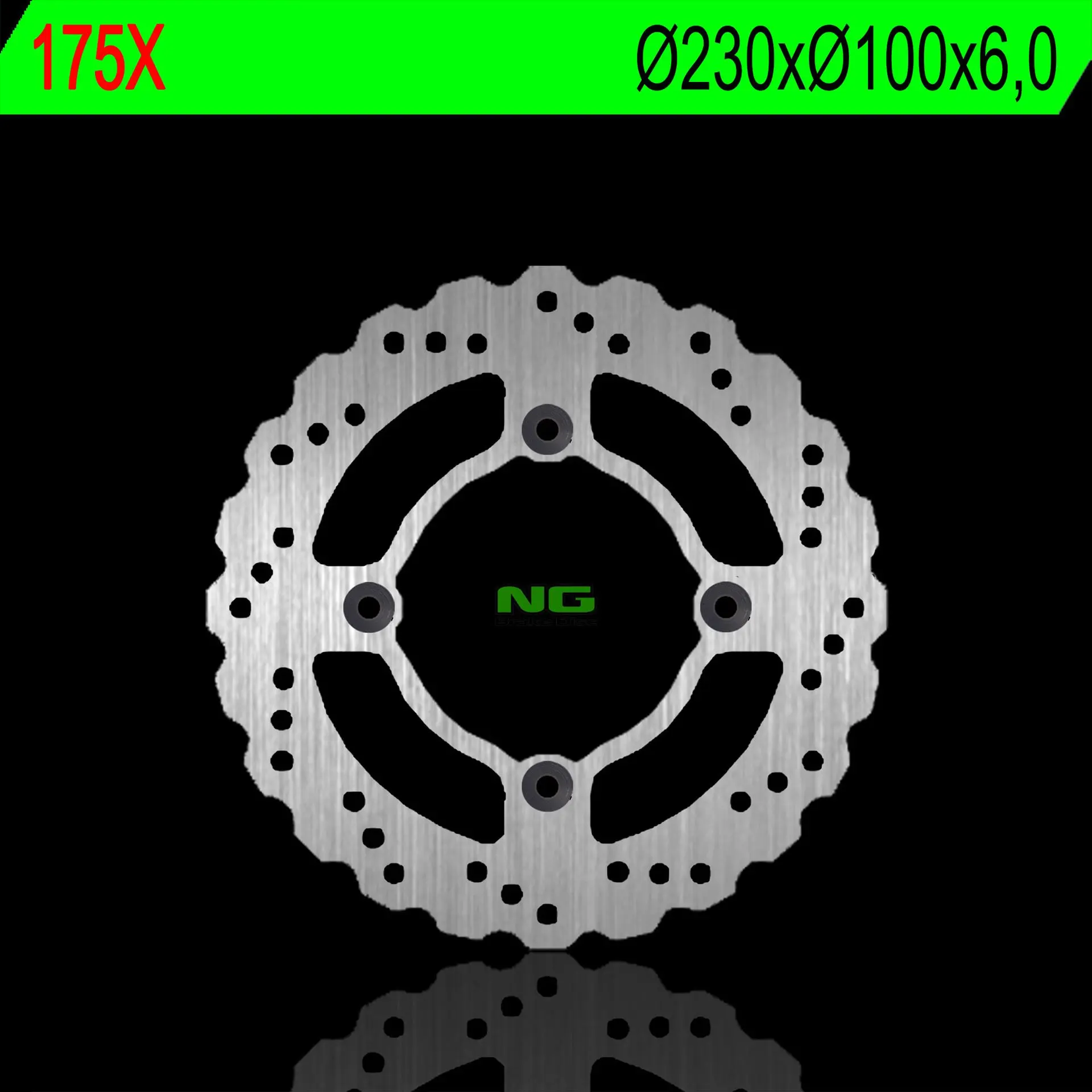 NG brzdový kotouč zadní KAWASAKI ZR 750 ZEPHYR 92-97, ZX6R 95-97, ZZR 600 90-92 (230X100X6) (4X10,5mm) WAVE (NG brzdový kotouč zadní KAWASAKI ZR 750)