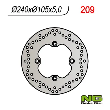 NG brzdový kotouč zadní HONDA XL 600/650/700V TRANSALP 91-99, CB 500 93-03, CB750 92-95 (240X105X5) (4X10,5mm) (NG brzdový kotouč zadní HONDA XL)