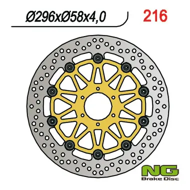 NG přední brzdový kotouč HONDA CBR 600/900, VTR 1000F (296X58X4) (6X6,5mm) plovoucí (zlatý prostředek) (NG přední brzdový kotouč HONDA CBR 600/900,)