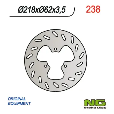 NG brzdový kotouč zadní DERBI 50/125, GAS GAS 125/450 (218X62X3,5) 3 otvory průměr 10,5 (NG brzdový kotouč zadní DERBI 50/125, GAS GAS 125/450)