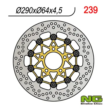 NG přední brzdový kotouč SUZUKI GSX600/750F, GSF600 95-04, SV650 99-02 (290X64X4,5) plovoucí (zlatý prostředek) (NG přední brzdový kotouč SUZUKI)