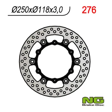 NG přední brzdový kotouč YAMAHA YZ/YZF/WRF 01-19 plovoucí (250X118X3)(6X6,50mm), SUZUKI RM 125/250 99-10 (NG přední brzdový kotouč YAMAHA YZ/YZF/WRF)