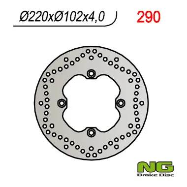NG brzdový kotouč zadní APRILIA RS 50 (99-05), TUONO 50 03-07 (220X102X4) (5X8,5mm) (NG brzdový kotouč zadní APRILIA RS 50 (99-05), TUONO 50 03-07)