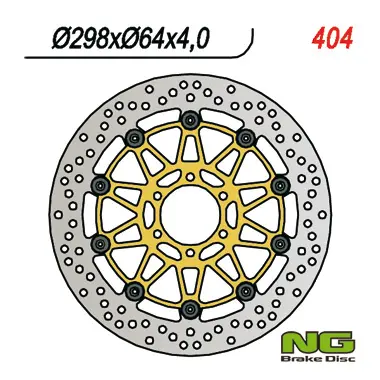 NG brzdový kotouč přední YAMAHA FZS600 98-03, TDM850 91-01 (298X64X4) plovoucí (zlatý střed) (NG brzdový kotouč přední YAMAHA FZS600 98-03, TDM850)