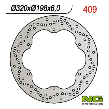 NG brzdový kotouč přední YAMAHA XJ 600 92-97, XVZ 1300 96-07, XJ 600 DIVERSION 92-97 zadní (320X198mm) (320X198X6) (NG brzdový kotouč přední YAMAHA)