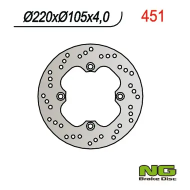 NG brzdový kotouč přední HONDA skútr 125/150 (220X105X4) 4 otvory průměr 10,5 (NG brzdový kotouč přední HONDA skútr 125/150 (220X105X4) 4 otvory)