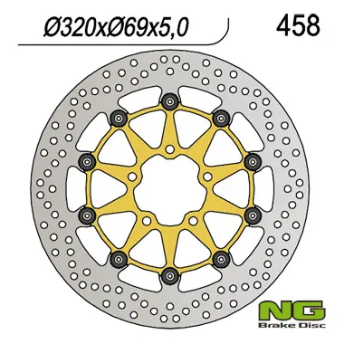 NG brzdový kotouč přední SUZUKI GSXR600/750 97-03, GSXR1000 00-04, TL1000, GSXR1300 HAYABUSA 99-07 (320X69X5) plovoucí zlatý střed (NG brzdový kotouč)