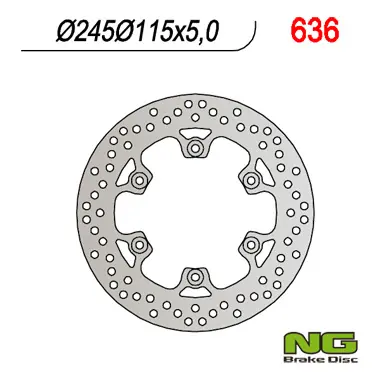 NG zadní brzdový kotouč YAMAHA FZS / FZR / XJ 600 / XT660 / YZF 600 THUNDERCAT / TDM 850 91-01, DUCATI MONSTER 600 / 750 / 900 93-00 (245X115X5)