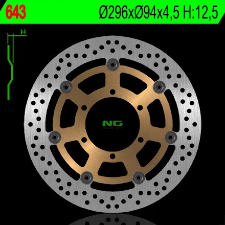 NG přední brzdový kotouč HONDA CBR 600F 01-10, CB 900F 02-07 VTX 1800C 01-08 (296X94X4,5) (6X6,5mm) (NG přední brzdový kotouč HONDA CBR 600F 01-10,)