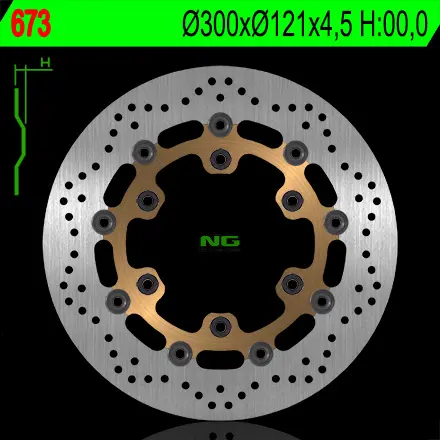 NG přední brzdový kotouč SUZUKI DR 650 91-95, DR 800 89-96, XF 650 FREEWIND 97-02, M 800 INTRUDER 08-15 (300X121X4,5) (6X10,5mm) (plovoucí) (NG)