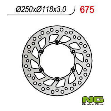 NG přední brzdový kotouč SUZUKI RM/RMZ 250/DRZ, YAMAHA YZ/YZF/WR 02-19 (250X118X3) (6X6,5mm) - nahrazuje NG854 (NG přední brzdový kotouč SUZUKI)