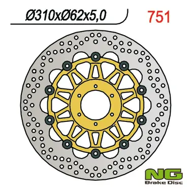 NG brzdový kotouč přední HONDA CBR 900 98-99 (310X62X5) (6X6,5mm) plovoucí (NG brzdový kotouč přední HONDA CBR 900 98-99 (310X62X5) (6X6,5mm))