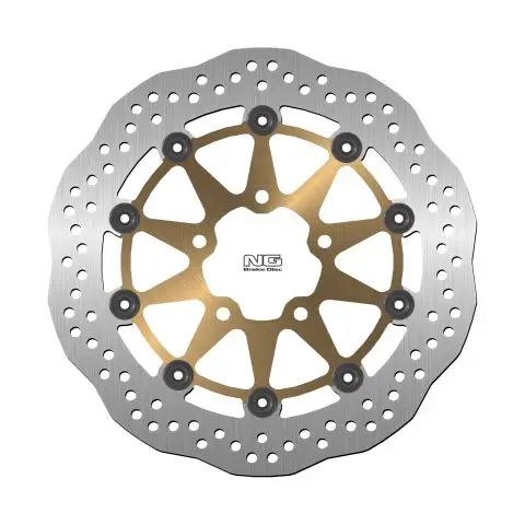 NG přední brzdový kotouč SUZUKI GSXR 600/750/1000 03-05, VL800 14-15 (300X69X5mm) (5X10,5mm) WAVE plovoucí (prostředek zlatý) ( )