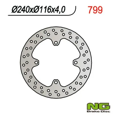 NG zadní brzdový kotouč KAWASAKI KX 125/250 (03-08), KXF 250 (04-19), 450 (05-19), SUZUKI RMZ 250 (04-06) (240X116X4) 4 otvory průměr 10,5mm ( )