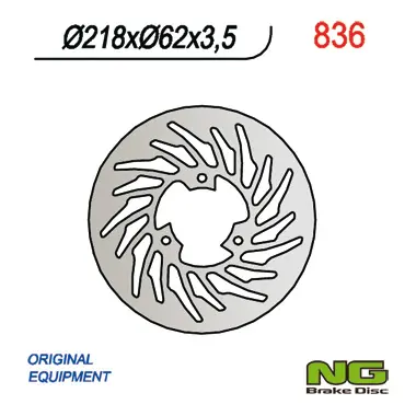 NG zadní brzdový kotouč YAMAHA DT50R 03-08, DT50SM 05-011, DT50X, XT125 05-11, MBK 50X-LIMIT 03-05, MALAGUTI 50 XSM 03-10 (218X62X3,5) (NG zadní)