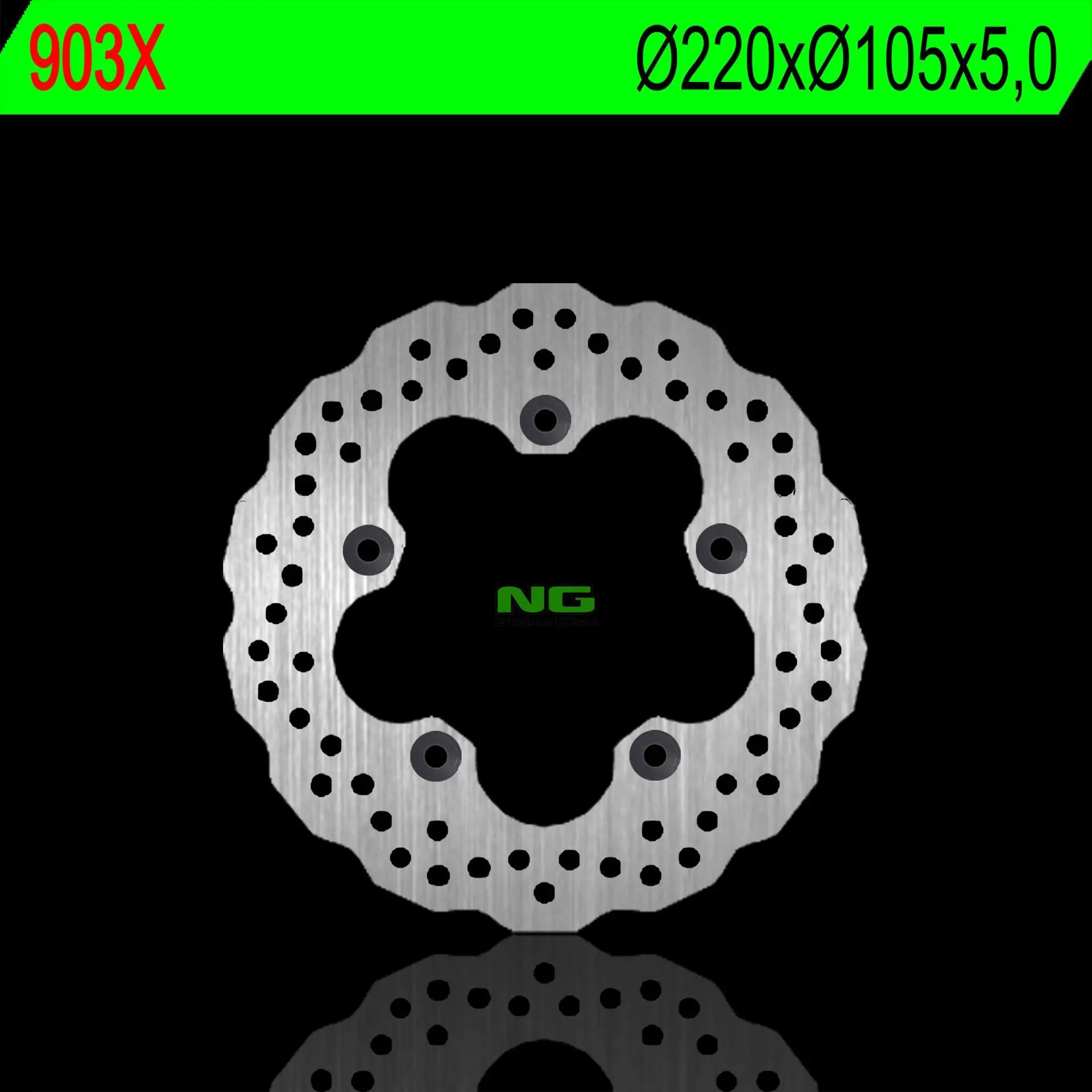 NG brzdový kotouč zadní YAMAHA R6 03-16, R1 04-11, MT 10 16-18 (220X105X5,0mm) (5X10,5mm) WAVE (NG brzdový kotouč zadní YAMAHA R6 03-16, R1 04-11, MT)