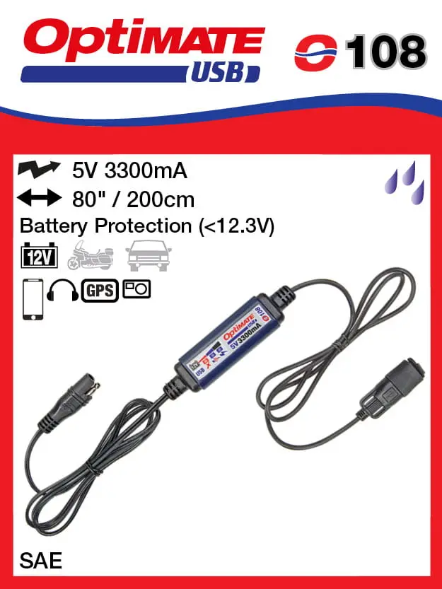 OPTImate USB nabíječka s konektorem SAE 3300MA (EL) (O108 V2) (OPTImate USB nabíječka s konektorem SAE 3300MA (EL) (O108 V2))