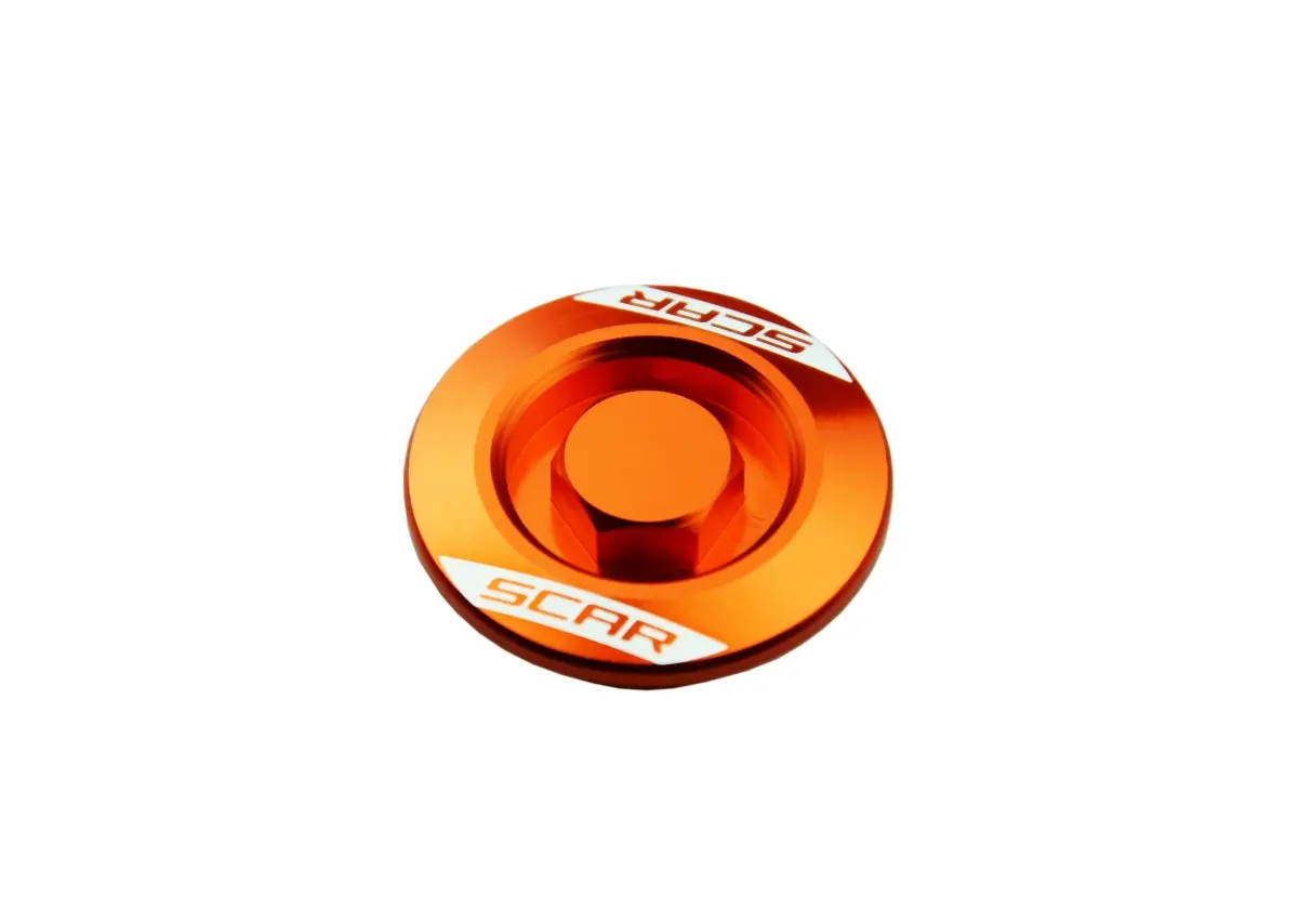 SCAR RACING zátka plnicího otvoru oleje KTM 50-450 SX / SXF '06-'25, 125-500 EXC / EXCF / TPI '06-'25 barva oranžová ( )