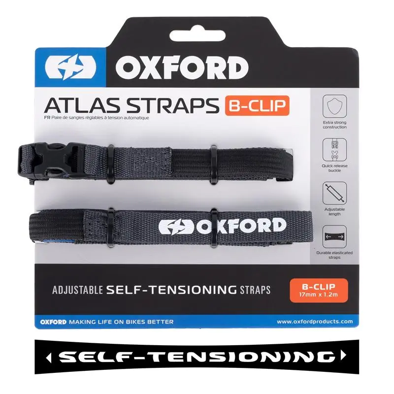 OXFORD přepravní popruhy ATLAS B-CLIP 17mm x 1.2M 2 kusy v sadě barva šedá ( )