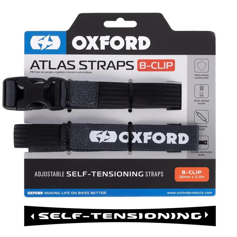 OXFORD přepravní popruhy ATLAS B-CLIP 26mm x 2M 2 kusy v sadě barva šedá ( )