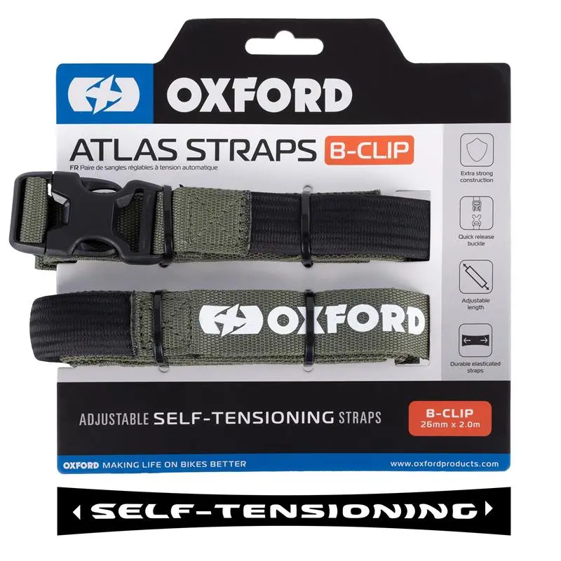 OXFORD přepravní popruhy ATLAS B-CLIP 26mm x 2M 2 kusy v sadě barva zelená (khaki) ( )