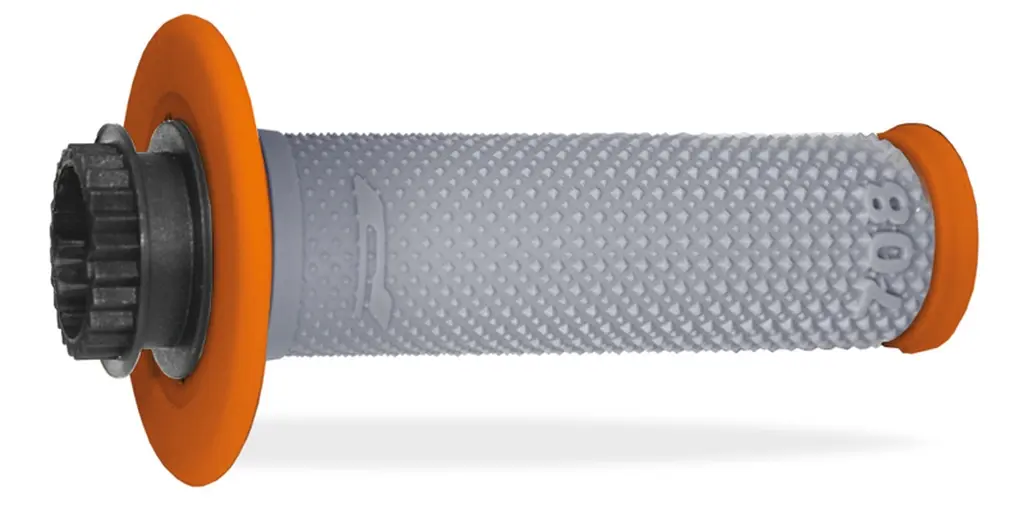 PROGRIP gripy PG708 OFF ROAD se zámkem SCS LOCK-ON + 7 adaptérů plynové rukojeti (22+25mm) barva šedá oranžová dvousložkové délka 115mm (708-293) ( )