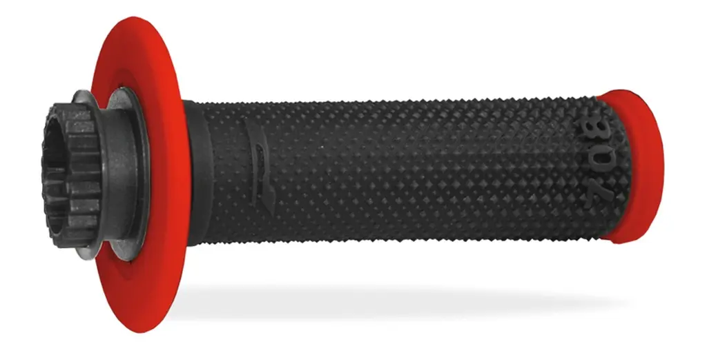 PROGRIP gripy PG708 OFF ROAD se zámkem SCS LOCK-ON + 7 adaptérů plynové rukojeti (22+25mm) barva černá červená dvousložkové délka 115mm (708-149) ( )