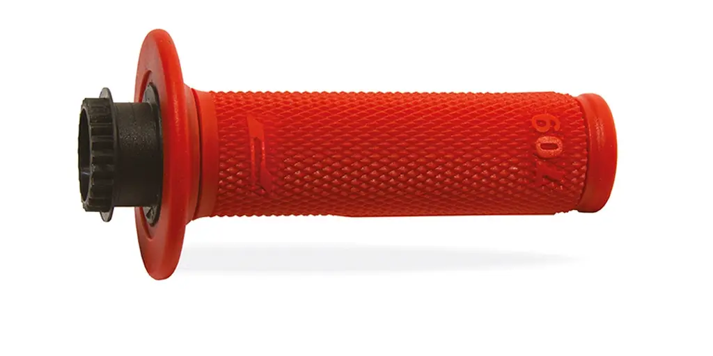 PROGRIP gripy PG709 OFF ROAD se zámkem SCS LOCK-ON + 7 adaptérů plynové rukojeti (22+25mm) barva červená dvousložkové HALF WAFFLE délka 115mm
