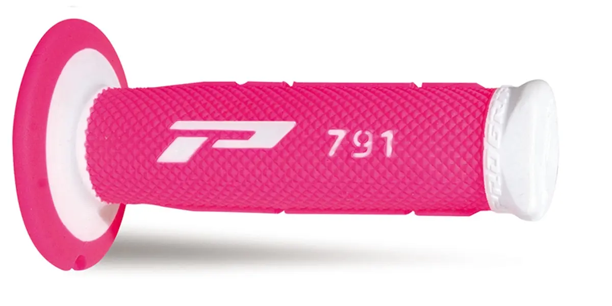 PROGRIP gripy PG791 OFF ROAD (22+25mm, délka 115mm) barva bílá/fuchsiová fluorescenční (dvousložkové) (791-243) (PG791WH/FX) (PROGRIP gripy PG791 OFF)