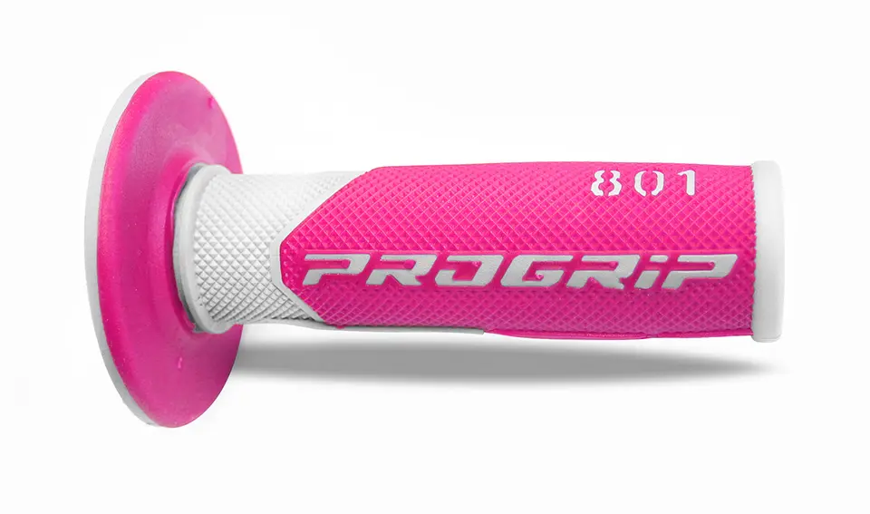 PROGRIP gripy PG801 OFF ROAD (22+25mm, délka 115mm) barva bílá/fuchsiová fluorescenční (dvousložkové) (801-243) (PG801WH/FX) (PROGRIP gripy PG801 OFF)