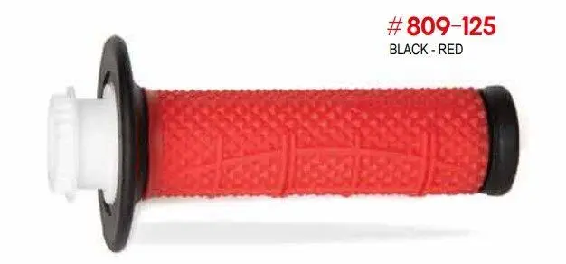 PROGRIP gripy PG809 OFF ROAD se zámkem SCS LOCK-ON + 7 adaptérů pro lanka (22+25mm) barva černá červená dvousložkové HALF WAFFLE délka 115mm (809-125)