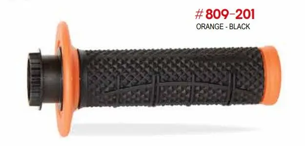 PROGRIP gripy PG809 OFF ROAD se zámkem SCS LOCK-ON + 7 adaptérů pro lanka (22+25mm) barva oranžová černá dvousložkové HALF WAFFLE délka 115mm
