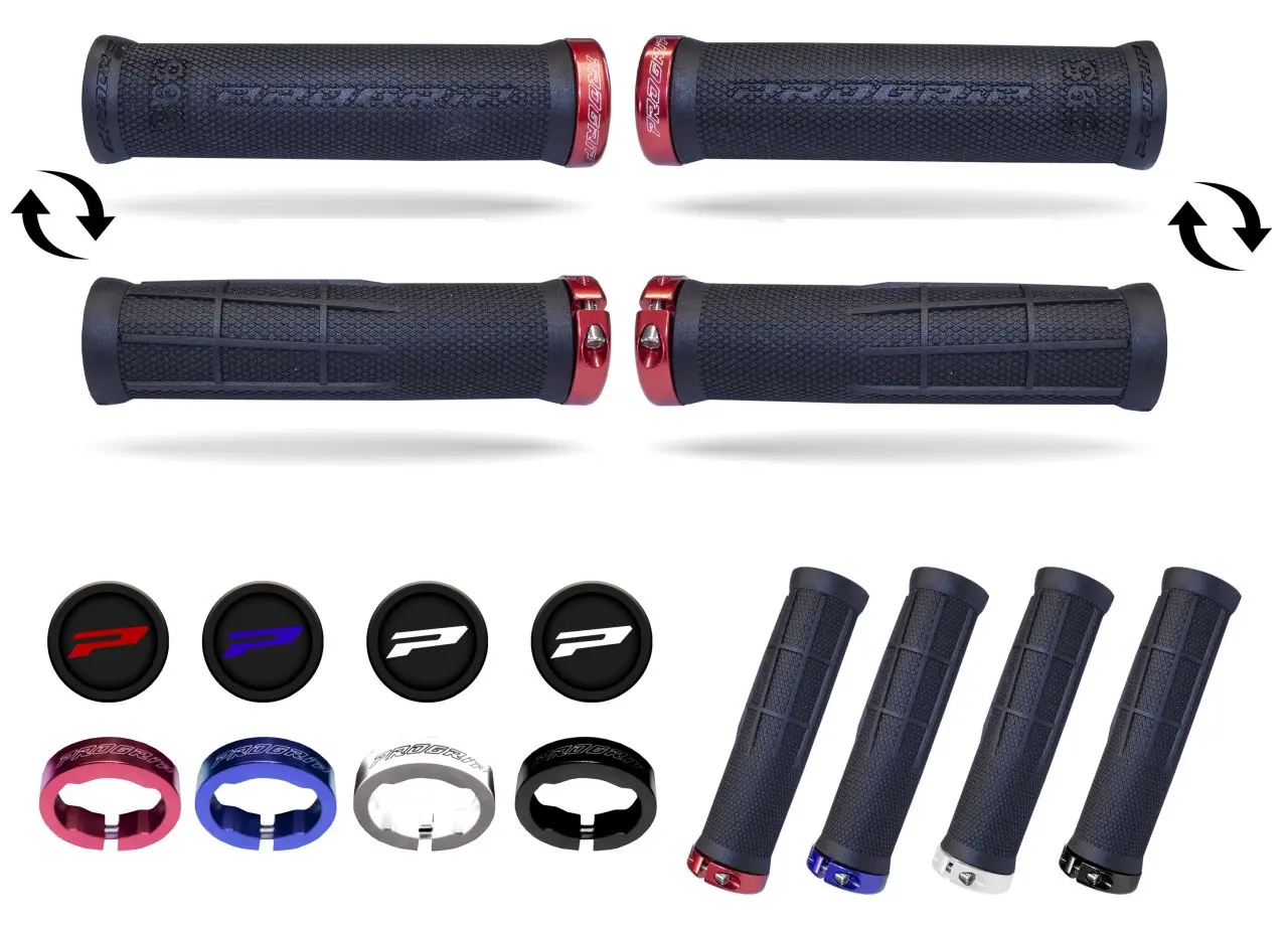 PROGRIP gripy PG995 ATV / JET SKI / MTB (22+22mm, dl. 130mm) barva černá s modrou objímkou LOCK-ON (995-356) ( )