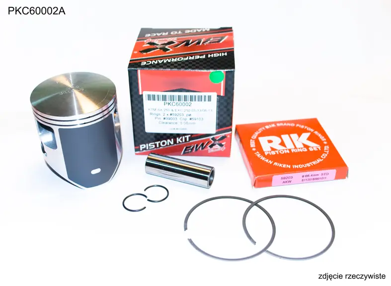 BEARING WORX píst KTM (2T) SX 250 (SX250) 04-22, EXC 250 (EXC250) 06-22, (66,34mm) kroužky RIK (2 kusy) (PKC60002A) (BEARING WORX píst KTM (2T) SX)