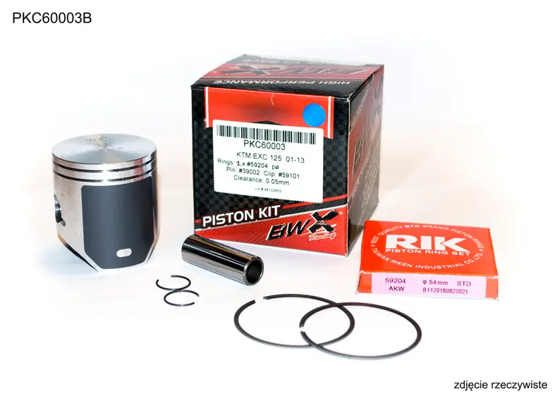 BEARING WORX píst KTM (2T) SX 125 (SX125) 01-23, EXC 125 (EXC125) 01-16, HUSQVARNA TC 125 14-22, TE 125 14-16 BETA RR 125 18-19 (53,95mm) kroužky RIK