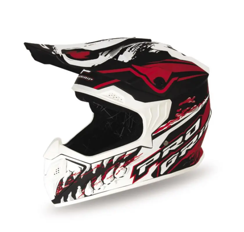 PROGRIP přilba PG3009 JURASSIC CROSS dětská / JUNIOR / KID barva bílá/červená/černá mat vel. M (3009-149) (homologace ECE 22R06, přezka DD) ( )