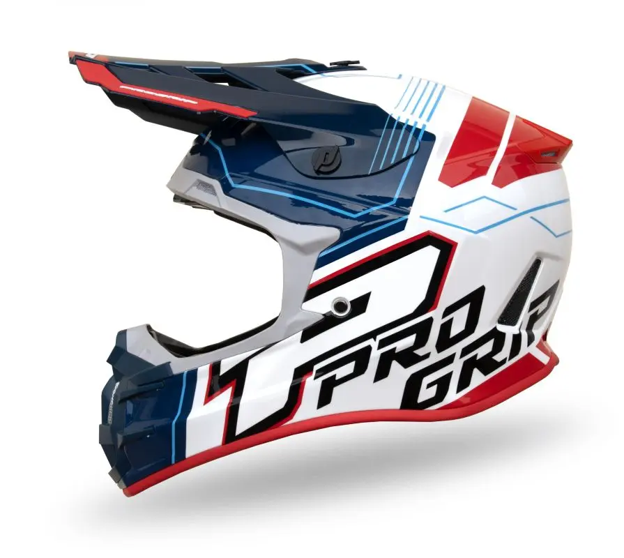 PROGRIP helma cross PG3080 ADVENTURE barva modrá bílá červená vel. L (3080-227) ( homologace ECE 22R06, přezka DD ) ( )