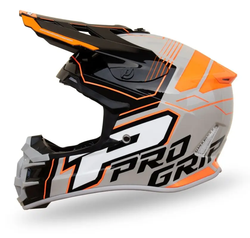PROGRIP helma cross PG3080 ADVENTURE barva šedá černá oranžová vel. M (3080-211) ( homologace ECE 22R06, přezka DD ) ( )