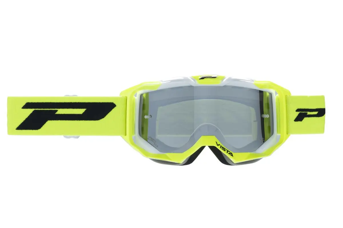 PROGRIP brýle PG3303-405 FL VISTA barva žlutá fluo bílá (plexi PG3352 stříbrné zrcadlo, ANTISCRATCH, NO FOG, ANTI UV + plexi PG3310 a strhávací fólie