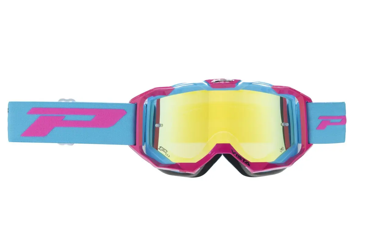 PROGRIP brýle PG3303-407 FL VISTA barva fuxia modrá (plexi PG3347 žluté zrcadlo, ANTISCRATCH, NO FOG, ANTI UV + plexi PG3310 a strhávací fólie PG3370