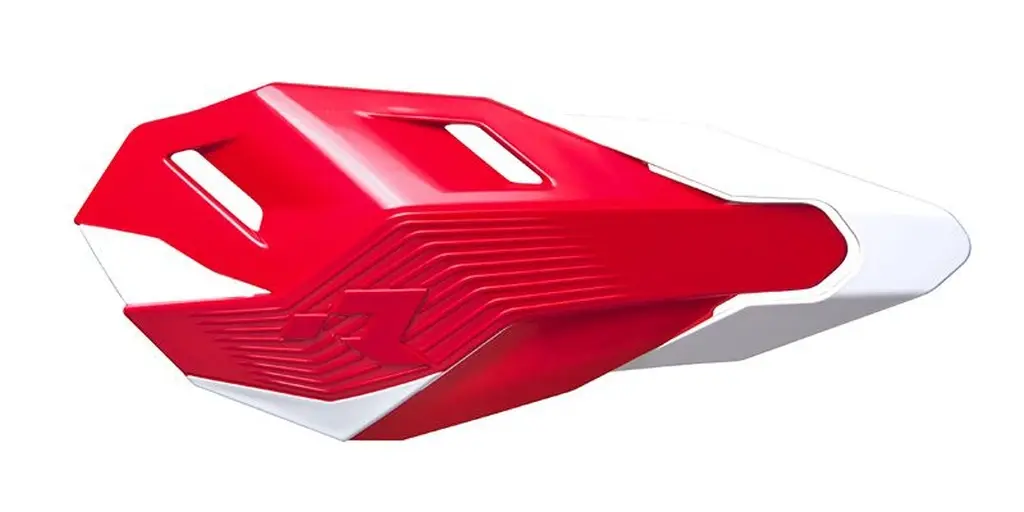 RACETECH (RTECH) chrániče řídítek HP3 barva červená bílá (se 2 typy držáků na řídítka a páčky) (RACETECH (RTECH) chrániče řídítek HP3 barva červená)